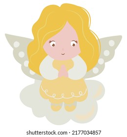 Cute drawn angel. White background, isolate. vector illustration.	