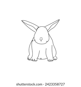 Cute drawn bunny on white background