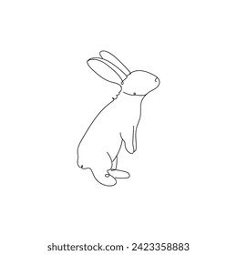 Cute drawn bunny on white background