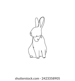 Cute drawn bunny on white background