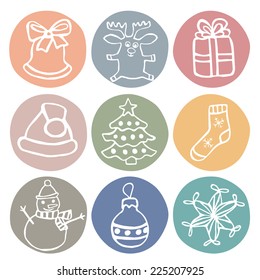 Cute Drawn By Hand Chrismas Icon Set, For Chrismas Card And Background,  Vector Eps 8 