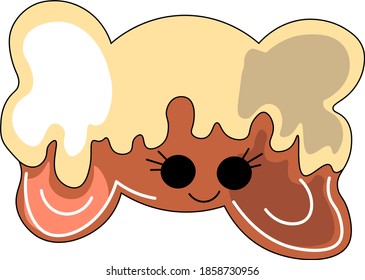 Caricatura dibujada con forma de jengibre en forma de caramelo