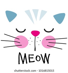Cute drawn cat isolated on a white background