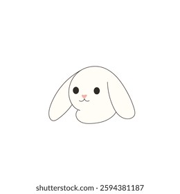 Cute Drawn Easter Bunny Character. Doodle baby Rabbit Kawaii Funny Outline Animal. Happy Easter  Holiday Greeting Card Design Element. White Rabbit Mascot. Greeting Gift Simple Art.