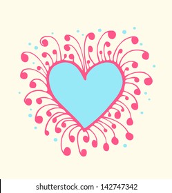 Cute drawn heart. Lace element for design and decoration
