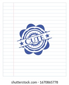 Cute drawn with pen strokes. Blue ink. Vector Illustration. Detailed.