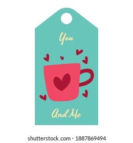 cute drawn valentine's day label