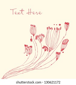 Cute drawn vintage banner with bunch of flowers and place for your text. Elegant sketchy image can be used for cards, arts, invitations
