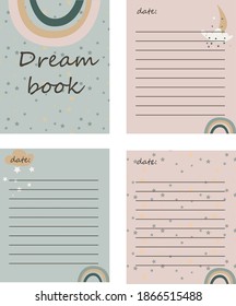 
Cute dream book. Cover for dream book and notepad page.