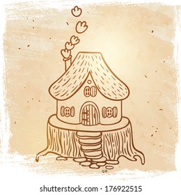 Cute dream house. Vector sketch