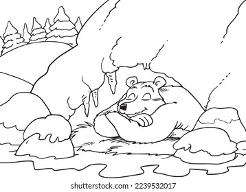 Oso de soñación, ilustración vectorial dibujada a mano. 