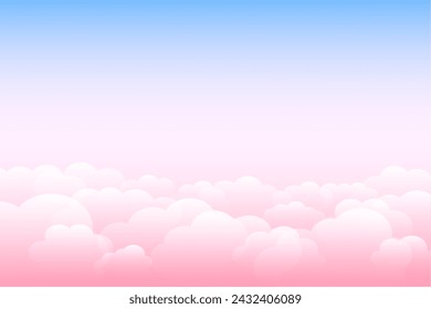 cute dreamy sky cloudy backdrop in paper cut style vector