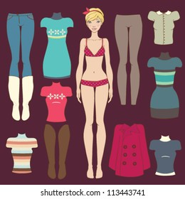 Cute Dress Up Paper Doll - Autumn Wardrobe. Body Template