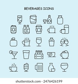 CUTE DRINK BEVERAGES ICON SET