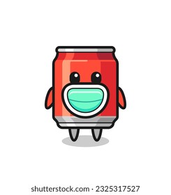 cute drink can cartoon wearing a mask , cute style design for t shirt, sticker, logo element