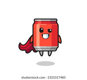 the cute drink can character as a flying superhero , cute style design for t shirt, sticker, logo element