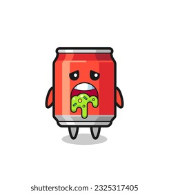 the cute drink can character with puke , cute style design for t shirt, sticker, logo element