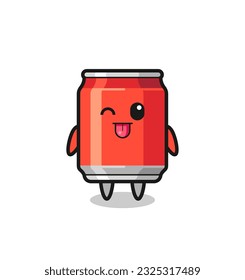 cute drink can character in sweet expression while sticking out her tongue , cute style design for t shirt, sticker, logo element