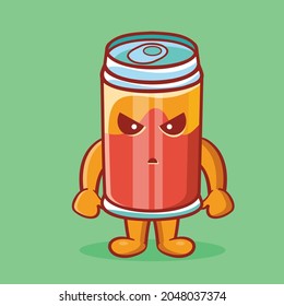 cute drink can mascot with mad gesture isolated cartoon in flat style