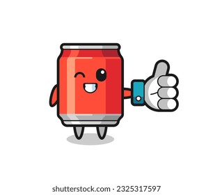 cute drink can with social media thumbs up symbol , cute style design for t shirt, sticker, logo element