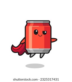 cute drink can superhero character is flying , cute style design for t shirt, sticker, logo element