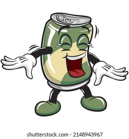 cute drink can vintage character mascot illustration in laugh out loud