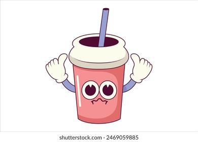 Cute Drink Flat Sticker Design