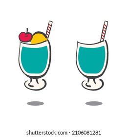 Cute Drink Hand Drawn on White Background. Cream Soda with Cartoon Style. Hand Drawn Nursery for T-shirt etc.