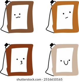 Vectores de empaquetado de la bebida linda | Varias expresiones | Diseño minimalista | 4 VECTORES