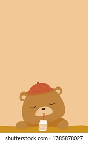Cute Drinking Baby Bear Background