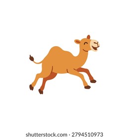 Cute Dromedary Camel Running Vector Illustration, Adorable Happy One Hump Camel Cartoon Character Isolated