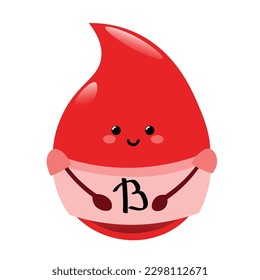 Cute drop of blood group B on white background