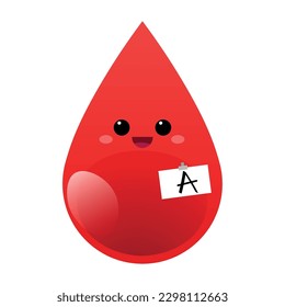 Cute drop of blood group A on white background