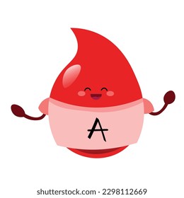 Cute drop of blood group A on white background