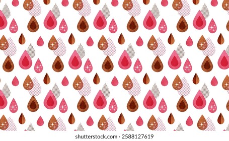 Cute drop pattern background illustration (pink and brown)