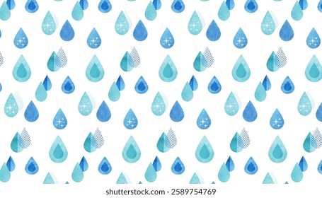Cute drop pattern background illustration (light blue)