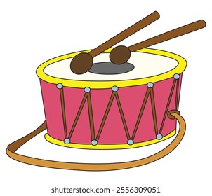 Cute drum cartoon vector illustration