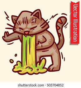 Cute drunk cat (cartoon). Vector illustration