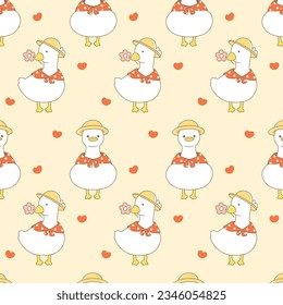 Cute duck baby seamless pattern