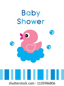 cute duck baby shower greeting card vector. cute baby duck cartoon baby shower invitation card illustration. baby duck graphic collection.