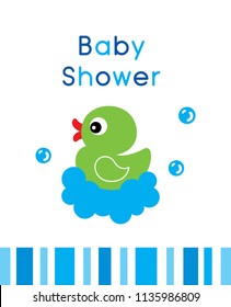 cute duck baby shower greeting card vector. cute baby duck cartoon baby shower invitation card illustration. baby duck graphic collection.