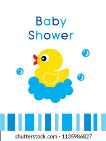 cute duck baby shower greeting card vector. cute baby duck cartoon baby shower invitation card illustration. baby duck graphic collection.