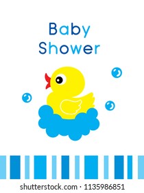 cute duck baby shower greeting card vector. cute baby duck cartoon baby shower invitation card illustration. baby duck graphic collection.