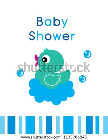 Cute Duck Baby Shower Greeting Card Stock Vector Royalty Free