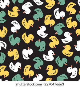 Cute Duck Bird Rubber Doll Toy Vector Seamless Pattern can be use for background and apparel design