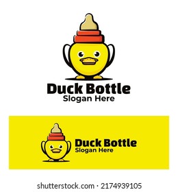 Cute duck bottle art illustration
