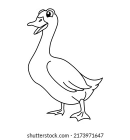 Cute duck cartoon coloring page illustration vector. For kids coloring book.