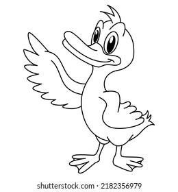 Cute duck cartoon coloring page illustration vector. For kids coloring book.