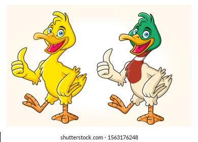 cute duck cartoon with different colors.