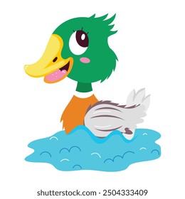Cute Duck Cartoon Flat Stickers 
